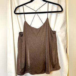 NWT Light Brown Express Going Out Slinky Cross Spaghetti Strap Tank Top Size L